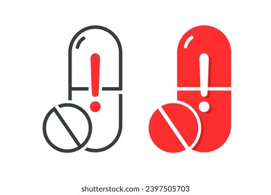 Medicine pill warning sign symbol. Illustration vector