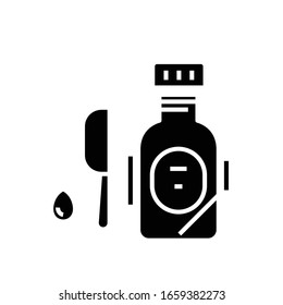 Medicine pills black icon, concept illustration, vector flat symbol, glyph sign.