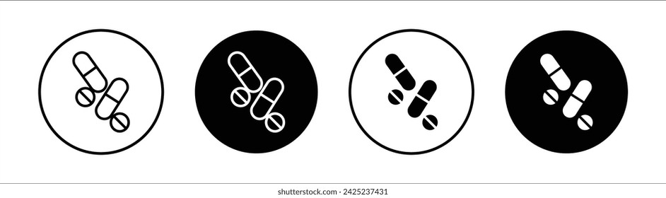 Medizin der Pillen und Kapseln flache Linie Icon Set. Pillen und Kapseln Dünne Linie Illustration Vektor