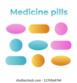 Medicine pills. Drugs vector. Antibiotic and vitamin pill. Pharmaceutical pill vector