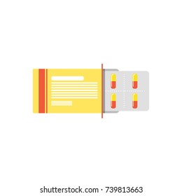 Medicine pills flat icon. Vector flat style package box for blister of pills. Vector Illustration.
