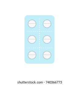 Medicine pills flat icon. Vector flat style package box for blister of pills. Vector Illustration.