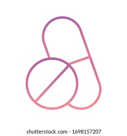 Medicine pills gradient style icon design of Medical care health hospital emergency aid exam clinic and patient theme Vector illustration