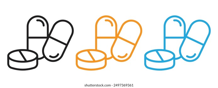 Medizin-Pillen-Symbol Flache Vektorgrafik-Umriss