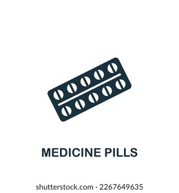 Medicine pills icon. Monochrome simple sign from pharmacy collection. Medicine pills icon for logo, templates, web design and infographics.