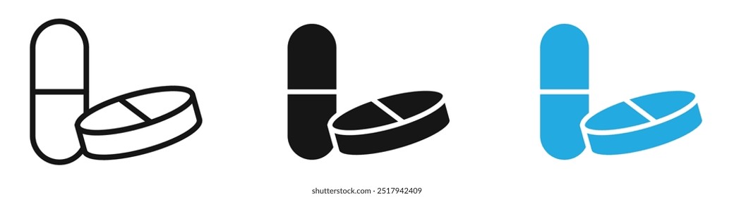 Medicine pills icon vector set illustration