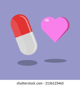 Medicine pills and liver vector design or logo illustration, suitable for website, design, pattern, etc