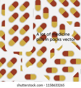 A lot of medicine pills in packs vector
