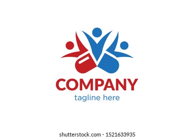 medicine pills and people concepts, medical logo template, supplement icon, health people logotype
