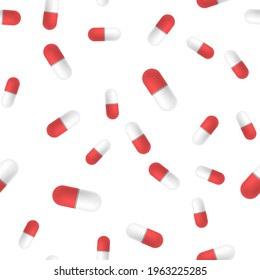 medicine pills realistic seamless pattern vector