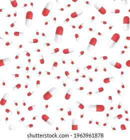 medicine pills realistic seamless pattern vector