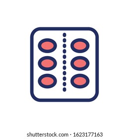 medicine pills seal drug flat style icon vector illustration design