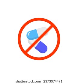 Medicine pills warning icon. Medicament forbidden sign treatment ban, antibiotic warning