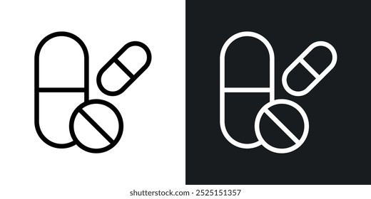 Medicine pillsline in Thin line black color. flat simple vector symbols illustration.