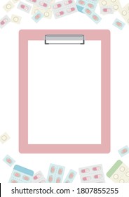 Medicine and Pink Clipboard Background 