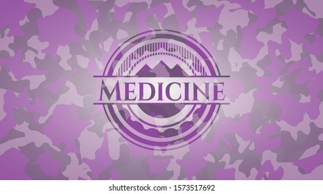 Medicine pink and purple camouflage emblem. Vector Illustration. Detailed.