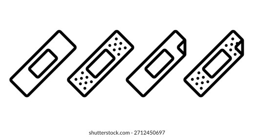 Conjunto de iconos de yeso de medicina. Ilustración vectorial.