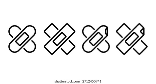 Conjunto de ícone de gesso medicinal. Ilustração vetorial.