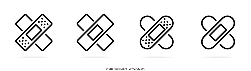 Medicine plaster vector icons. Plaster collection. Medical plasters. Adhesive bandages.