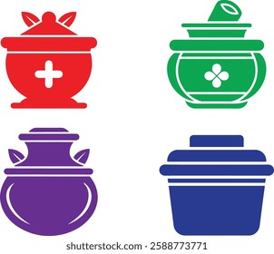 Medicine Pot Silhouette Vector Bundle With Pharmacy And Healthcare Icon Set.