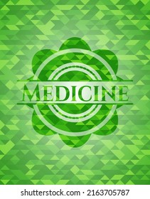 Medicine realistic green mosaic emblem. Vector Illustration. Detailed. 