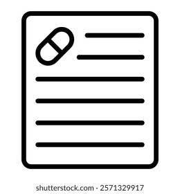 Medicine Recipe Vector Line Icon Design