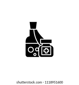 Medicine remedy black icon concept. Medicine remedy flat  vector symbol, sign, illustration.