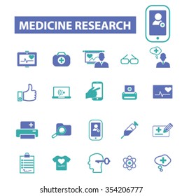 Medicine Research, Medical Technology  Icons, Signs Vector Concept Set For Infographics, Mobile, Website, Application
