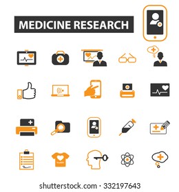 medicine research, technology icon & sign concept vector set for infographics, website