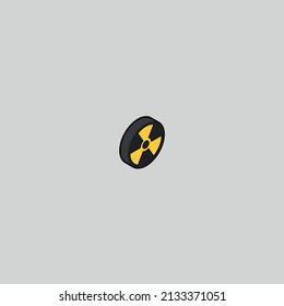 Medicine and Science isometric outline color icons 3D nuclear icon.