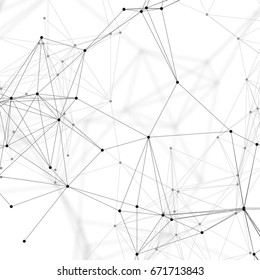 Medicine, science and technology concept. Minimalistic design. Chemistry pattern, connecting lines and dots, molecule structure on white, scientific medical DNA research, geometric graphic background.