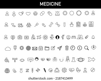 Conjunto de iconos sobre medicina y ciencia