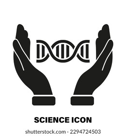Icono vector de medicina y ciencia - Manos sujetando el ADN.