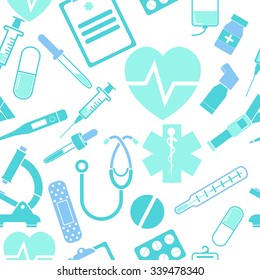 Medicine seamless pattern. Medical background. Vector Illustration