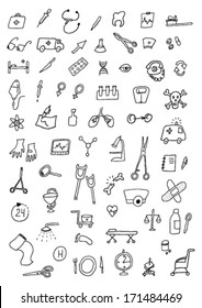 Medicine set hand drawn