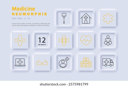 Medicine set icon. Healthcare, hospital, medical services, patient care, emergency assistance, diagnosis, treatment, health monitoring, wellness, first aid