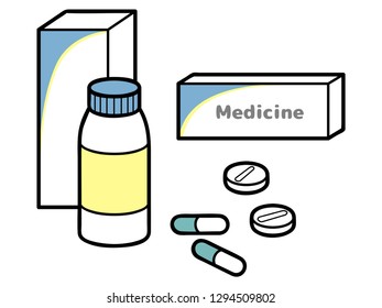 medicine set syrup and tablet