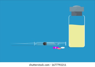 Medicine set or vaccin set isolated on white background. 