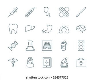 Medicine set of vector icons