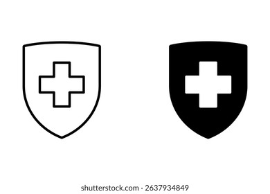 Medicine shield icon set. medical protection sign editable, web template vector illustration on white background
