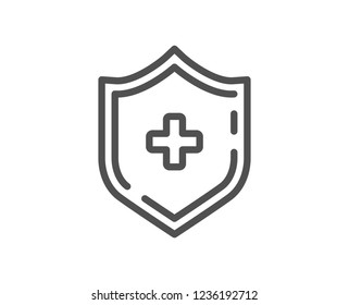 Medicine shield line icon. Medical protection sign. Quality design flat app element. Editable stroke Medical shield icon. Vector