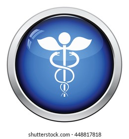 Medicine sign icon. Glossy button design. Vector illustration.