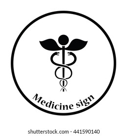Medicine sign icon. Thin circle design. Vector illustration.