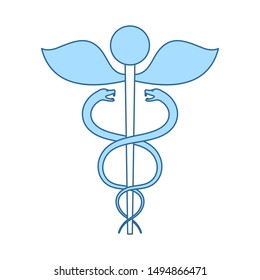 Medicine Sign Icon. Thin Line With Blue Fill Design. Vector Illustration.