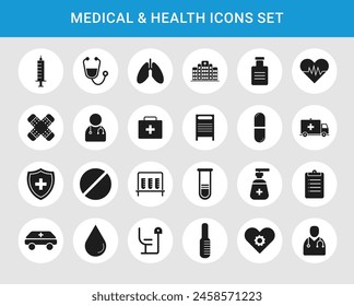 

Medicine silhouette icons set vector