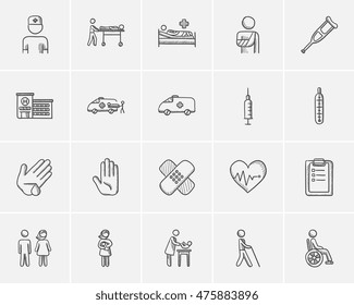 Medicine sketch icon set for web, mobile and infographics. Hand drawn medicine icon set. Medicine vector icon set. Medicine icon set isolated on white background.