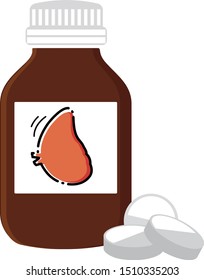 Medicine for the spleen. Healthy spleen. Vector illustration isolated on white.