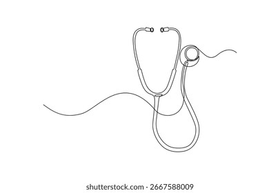 Medicine stethoscope single continuous line art