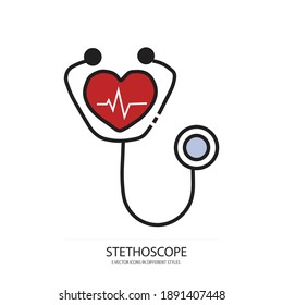 icono del tipo vectorial del estetoscopio de medicina