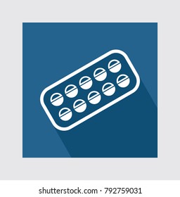 Medicine Strip flat icon with long shadow